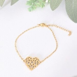 Brand New Gold Stainless  Steel Heart Bracelet